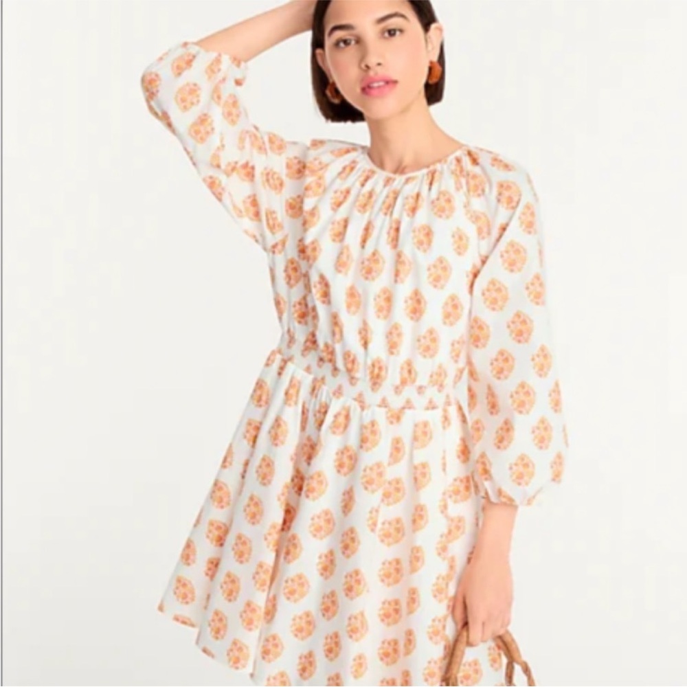 J.crew smocked waist mini dress gathered floral block print sz xxl